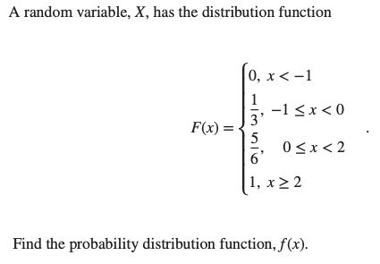 Image result for Distribution Function of a Random Variable