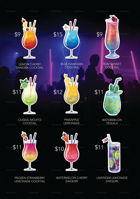 Drink Menu Templates | AT A GLANCE