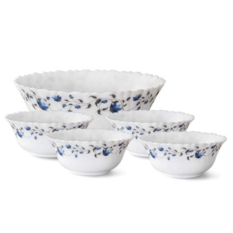 Buy Larah by Borosil Opalware Floral Pudding Set - White, 200 ML Online ...