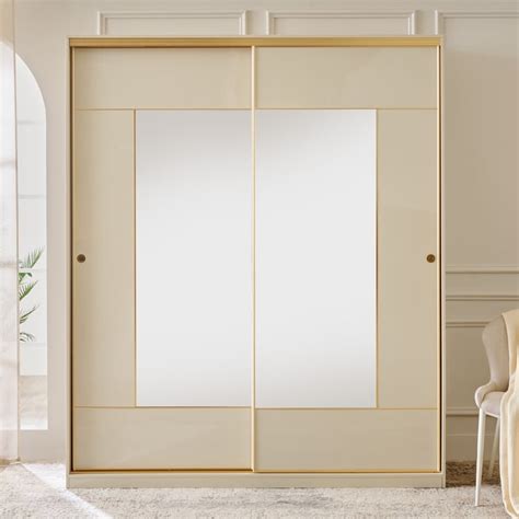 Buy Modern Radiance 2-Door Sliding Wardrobe with Mirrors - Cream from ...