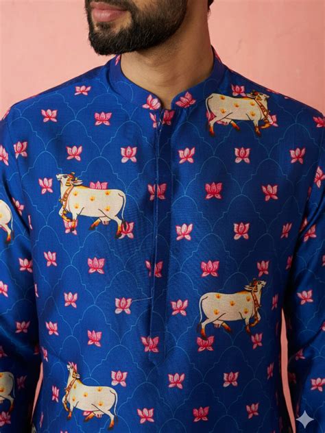 Men's Rayon Full Slevee Blue Kurta – vastramay