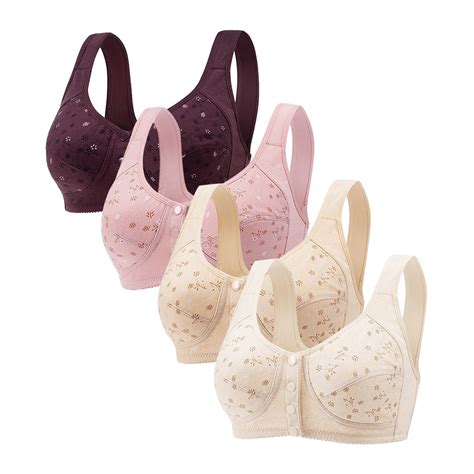 Diufon 4 Pack Wide Strap Bra for Women Everyday Front Closure Wireless ...