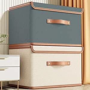 Luteti Collapsible Storage Box with Lid, Fabric Storage Box for Clothes ...