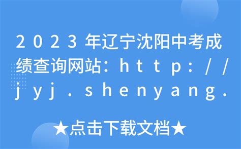 2023年辽宁沈阳中考成绩查询网站：http://jyj.shenyang.gov.cn/