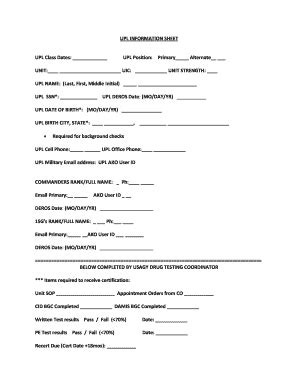 Fillable Online army UPL INFORMATION SHEET - army Fax Email Print ...