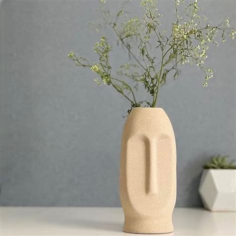 Buy Craftribal Black Ceramic Abstract Face Vase | Ceramic Flower Vase ...