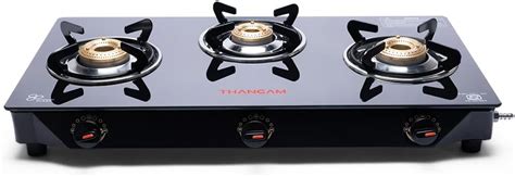 Helicon Premium Red & Black Glass 3 Burner Automatic Gas Stove ...