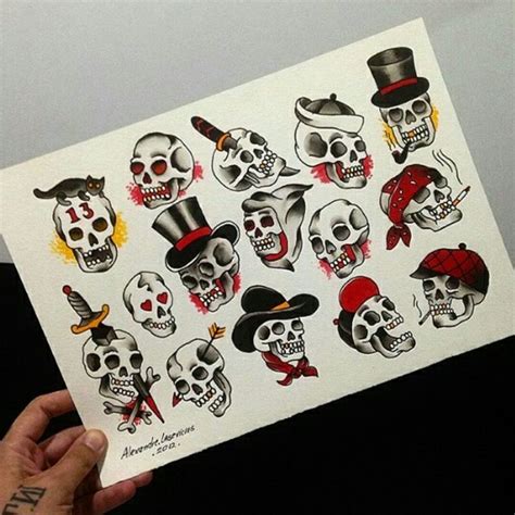 Traditional Skull Tattoo Flash: Timeless Symbolism and Design Inspiration