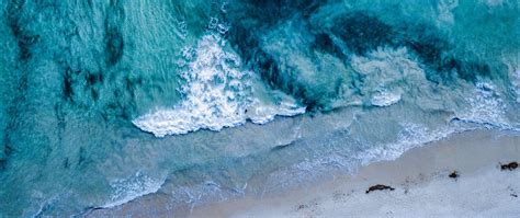 Download wallpaper 2560x1080 ocean, surf, aerial view, sea, waves ...