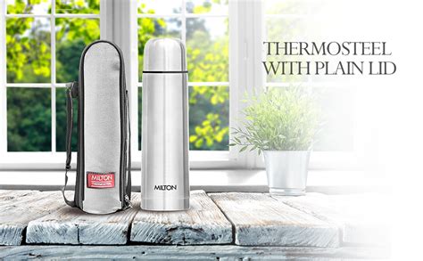 Milton Plain Lid 1000 Thermosteel Water Bottle 1 LTR, 24 Hr Hot and ...