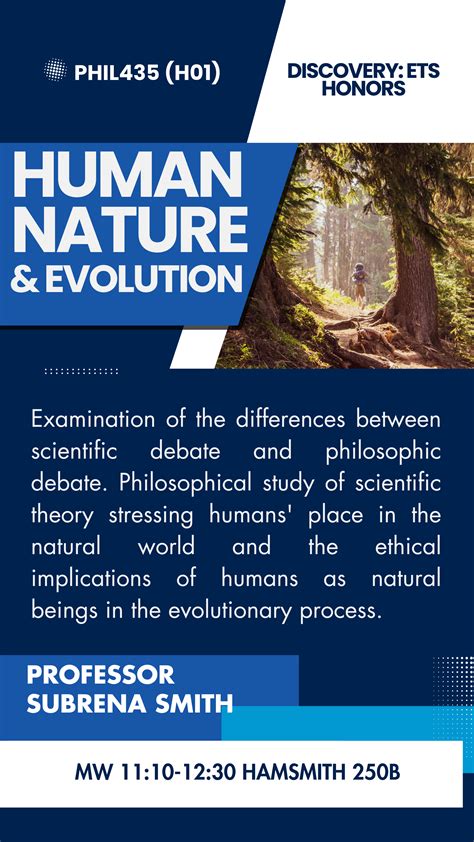 PHIL 435 (H01) - Human Nature and Evolution | Course Search