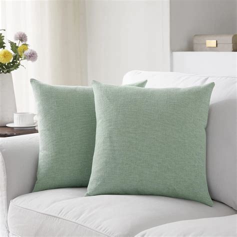 Amazon.com: Meekio Set of 2 Sage Green Pillow Covers 20 x 20 Inch Farmhouse Boho Decorative ...