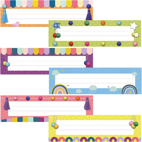 Yexiya 48 Pcs Rainbow Name Tags For Classroom Colorful Rainbow ...