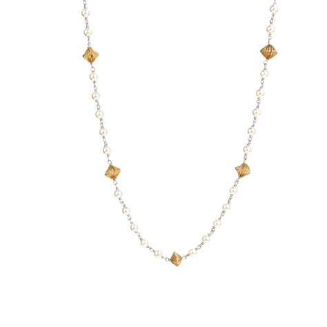 Silver Bead Ganthan with Pearls – 20 Inches | House of Aadyaa