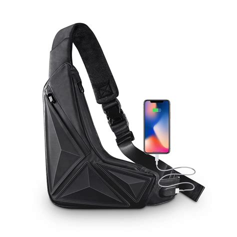 TAJEZZO N1 Men's Triangle Chest Bag Cyberpunk Curved Functional Water ...