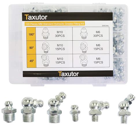 Buy Taxutor 120-Pieces MM Metric Hydraulic Zerk Grease Fitting ...