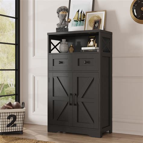 Befrases Black Storage Cabinet With Drawers And Shelves Freestanding ...
