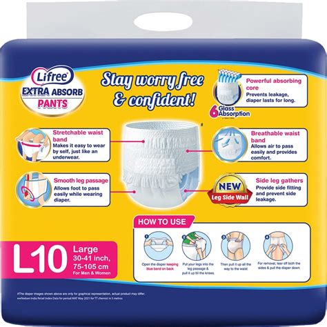 Buy LIFREE EXTRA ABSORBENT ADULT DIAPER PANTS LARGE - 10 DIAPERS Online ...