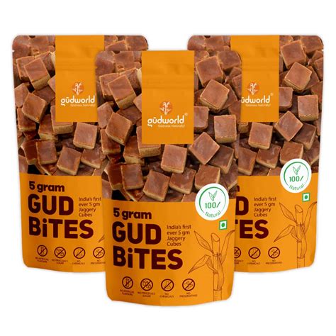 Gudworld Jaggery Cubes I 5 Gram Gud Bites I 750 gm (Pack of 3 x 250 gm ...