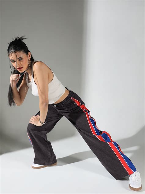 Shop Women's Black Solid Baggy Jeans | Showoffff