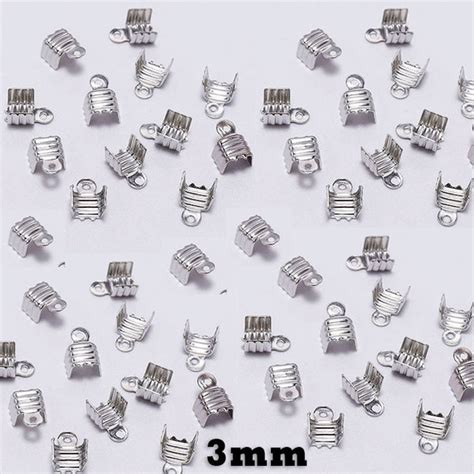 200 Pcs Pack Rhodium Plated ribbed crimp bead findings for jewellery m ...