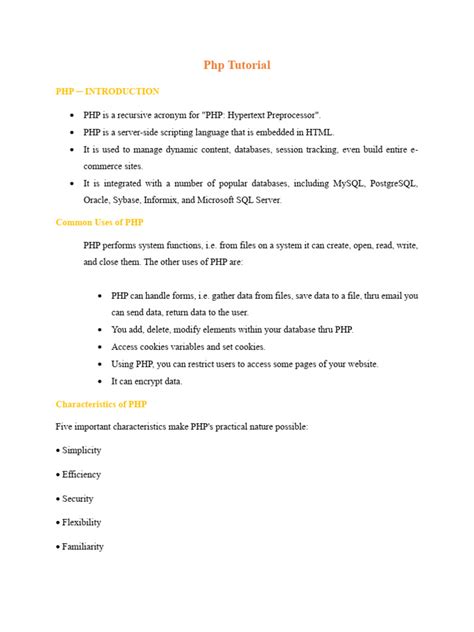 PHP Tutorial PDF 的图像结果