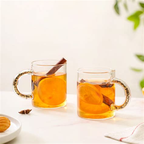 Gold Sparkle Glass Coffee Mug Set Of 2 425ml Online - Premium Coffee ...