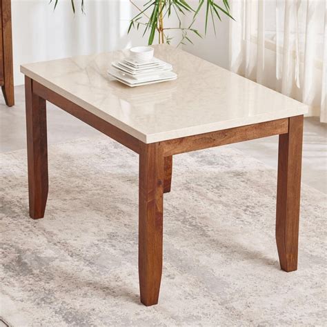 Buy Giza Composite Marble Top 4-Seater Dining Set with Chairs - Beige ...