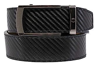 Buy 2019 Vetica Carbon Black Leather Italian Dress Belt for Men with ...