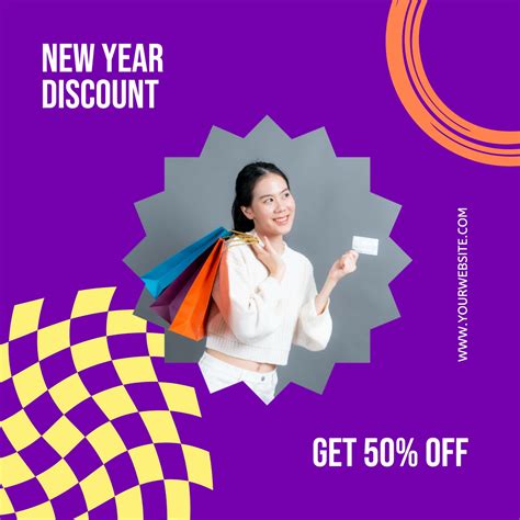 Purple Abstract New Year Discount Instagram Post 20011502 Template