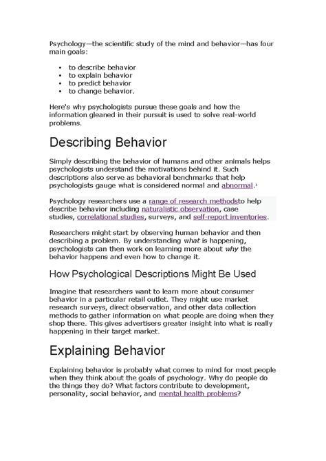 Goals of psychology - reading material - Psychology—the scientific ...