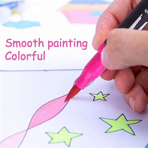 Buy Colouring Pens,120 Dual Tip Brush Pens Watercolour Brush Fineliner ...