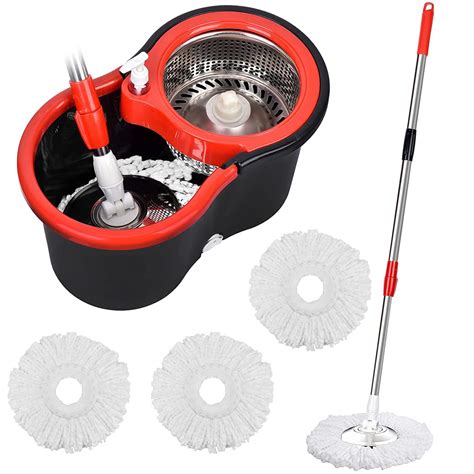 Mop And Bucket Set 360 Spin Mop And Bucket With Wringer | Desertcart Japan