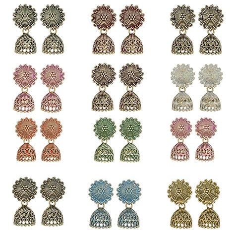 Fancy Fashion Jewellery Jhumka meenakari oxidised kundans flower ...