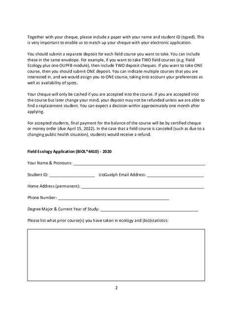 Fillable Online 1 BIOL*4410 Field Ecology in Algonquin Park Fax Email ...