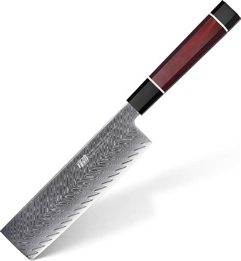 Amazon.com: FINDKING Usuba Nakiri Knife 7 Inch, Damascus Vegetable ...