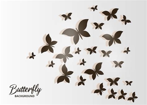 Silhouette schwarze fliegende Herde von Schmetterlingen Vektor ...