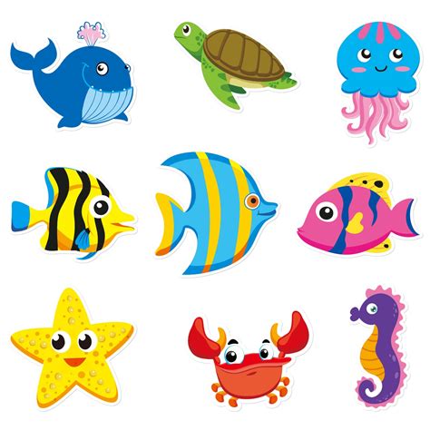 Buy 45 Pieces Sea Animals Cut-Outs Ocean Fish Classroom Accents Cutouts ...
