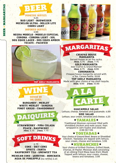 Menu - Chiapas Mexican Grill OH