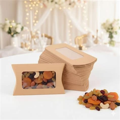 Buy SATYAM KRAFT 50 Pcs Brown Small Paper Pillow Gift Boxes with ...