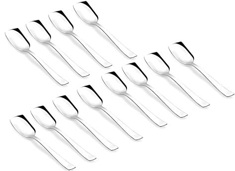 Buy Parage Stainless Steel Set of 12 Ice Cream Spoons, Silverware Spoon ...