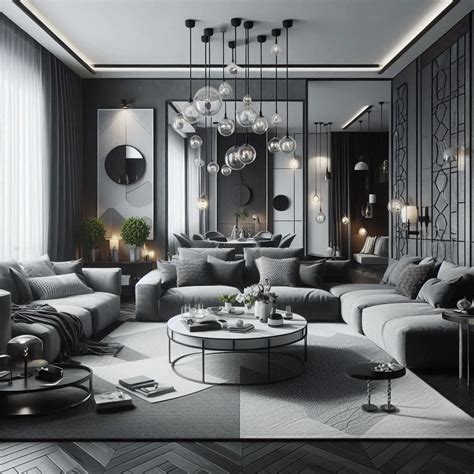 Black White And Silver Living Room Set Of 3 Modern Black Grey Silver