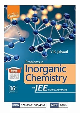 Problems in Inorganic Chemistry for JEE - 16th/Ed [paperback] V. K ...