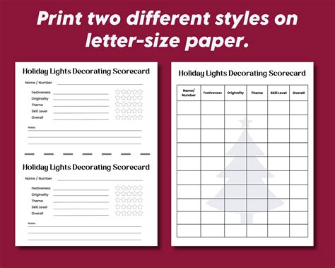 Neighborhood Christmas Lights Judging Scorecard, Christmas Contest ...
