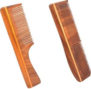 QS Collection Natural Pure Healthy Neem Wooden Comb (Combo Pack of 2 ...