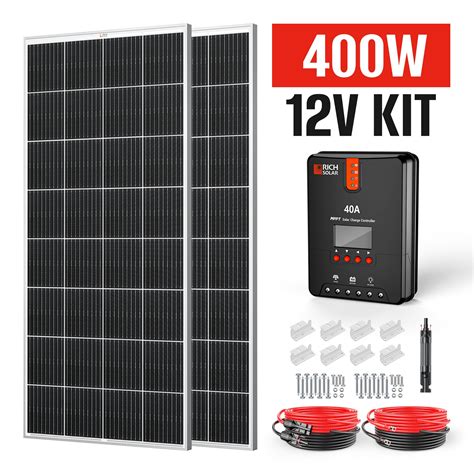400 Watt 12 Volt Solar Premium Kit with 40A MPPT Charge Controller ...