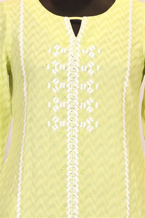 Buy Lime Green Chevron Thread Work Straight Kurta Online for Woman ...