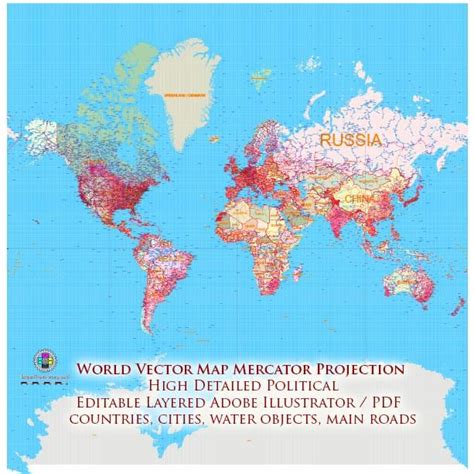 Vector Mercator Projection World Map 的图像结果