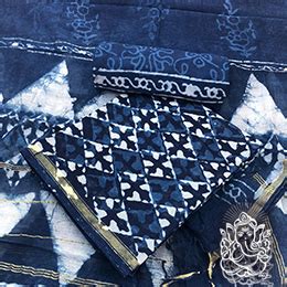 Chanderi Hand Block Print Unstitched Salwar Suits Manufacturers