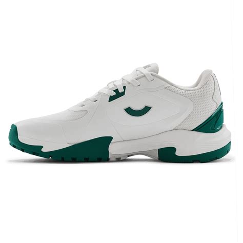 Tenxu All Rounder Cricket Rubber Shoes Bright White Green@front view2